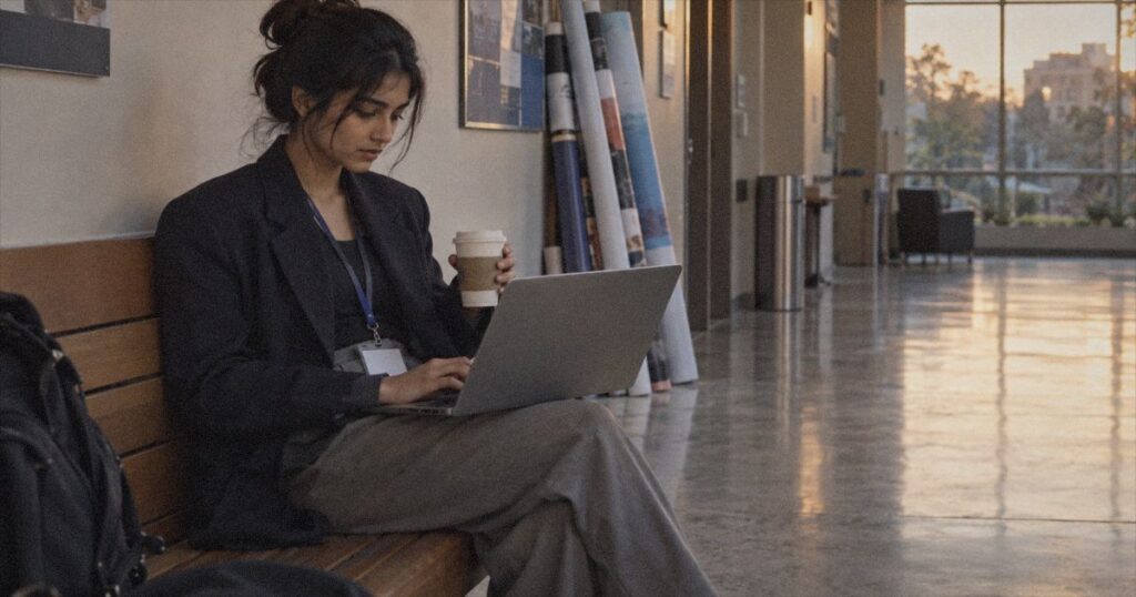 H-1B $100,000 fee 2026: an international student on OPT waiting after a career fair