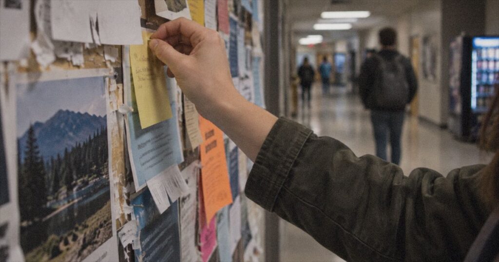 PGWP field of study 2026: a college notice board where students check program options